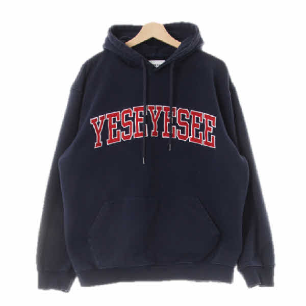 yeseyesee 네이비 면 볼드자수레터링루즈후드티 