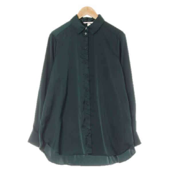 h&m 에덴딥그린 새틴클래식블라우스 