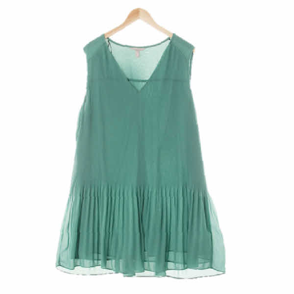 h&m 그린레이크 쉬폰플리츠브이넥민소매원피스 