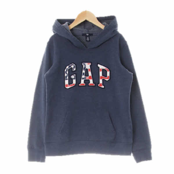 gap 멜란지네이비 면혼방 성조기레터링패치웜후드티 