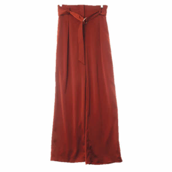 h&m 파이어드브릭레드 벨티드실키핀턱슬랙스 