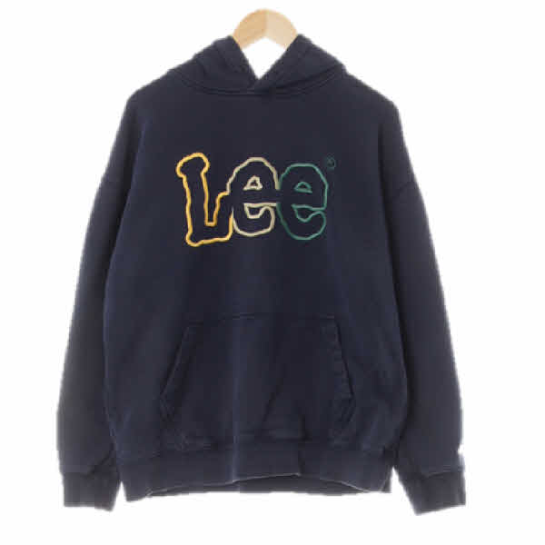 Lee 페일네이비 면 아웃라인멀티컬러로고후드티 