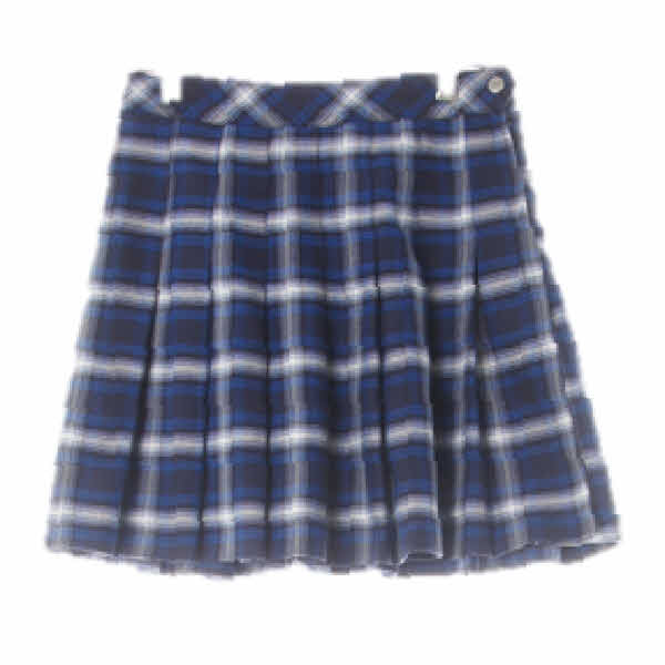h&m 일렉트릭네이비블루 체크 와이드플리츠미니스커트