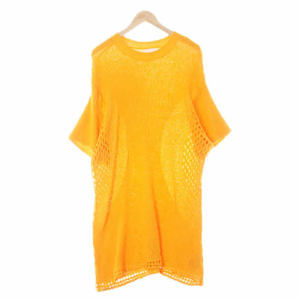 h&m 브라이트메리골드오렌지 면 루즈핏니팅반팔원피스