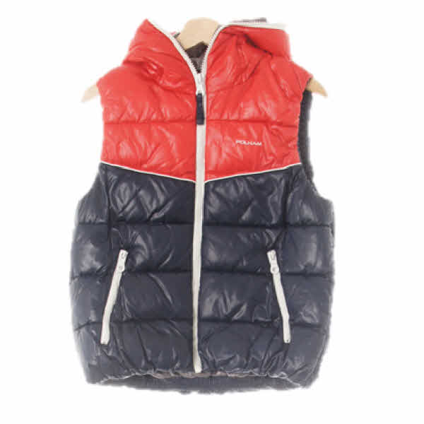 폴햄 딥레드스카이캡틴네이비 컬러블록유광패딩후드조끼