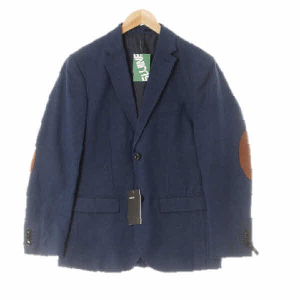 h&m 다크블루 린넨혼방 소매패치투버튼블레이저