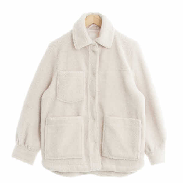 h&m 아이보리 사각포켓스냅뽀글이자켓