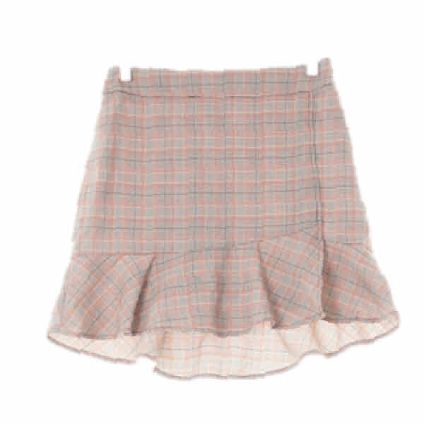 mixxo 레드 체크 슬릿티어드플레어미니스커트