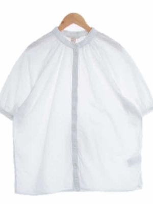 h&m 화이트 면 퍼프반팔셔츠 