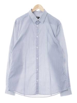 h&m 화이트네이비 스트라이프 면혼방 긴팔셔츠