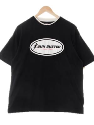 [JPN] BUNBUSTER 블랙 프린팅 면혼방 배색라운드반소매티