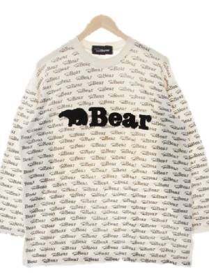 [JPN] bear 아이보리 로고패턴 면혼방 패치로고라운드긴소매티 