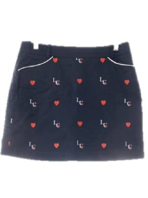 merajuwear 네이비 하트로고패턴 면혼방 골프스커트