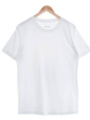 챔피언 화이트 면 소매패치로고크루넥반팔티
