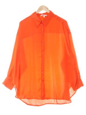 h&m 다홍색 사이드딥컷실키블라우스
