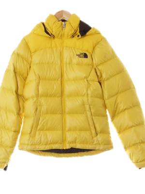 노스페이스 옐로우 구스다운 하이넥패딩점퍼