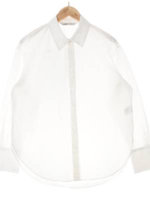 mixxo 화이트 면 루즈핏핀턱긴소매셔츠