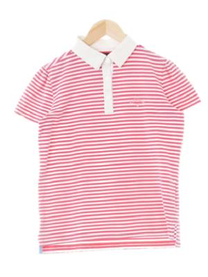 캘러웨이 라즈베리로즈핑크 스트라이프 면혼방 배색반소매카라티
