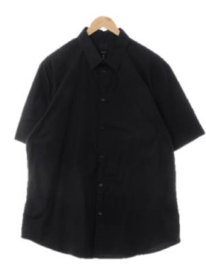 h&m 블랙 면혼방 와이드반팔셔츠