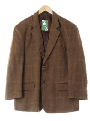발렌티노 브라운 헤링본패턴 실크혼방 트윈포켓솔리드자켓