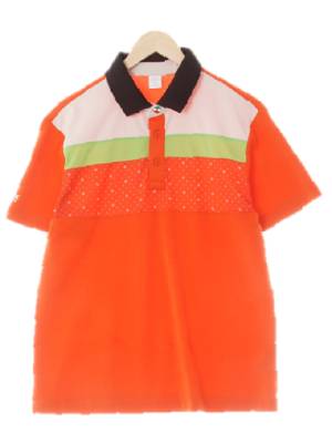 JDX 핫오렌지 도트패턴 반팔피케티