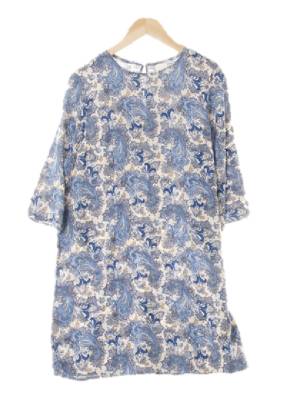 h&m 블루믹스 페이즐리 비스코스 나팔하프소매원피스
