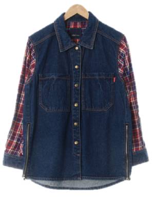 르샵 진청 면 소매배색셔츠형자켓