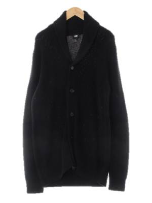 h&m 블랙 면혼방 숄카라꽈배기가디건