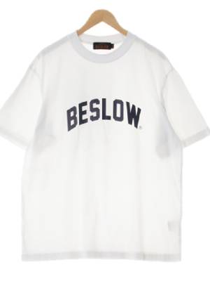 beslow 화이트 프린팅 면 반팔로고티