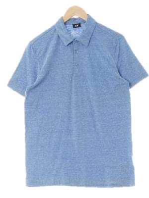 h&m 멜란지비스타블루 면혼방 스트레치반소매피케티