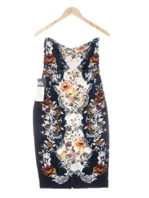 익스프레스 네이비 플라워패턴 튜브탑슬림원피스