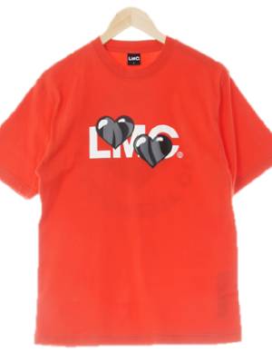 lmc 레드 프린팅 면 로고반팔티