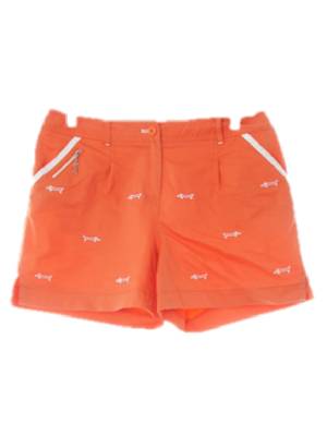 루이까스텔 오렌지 캐릭터자수패턴 면혼방 골프핀턱숏팬츠