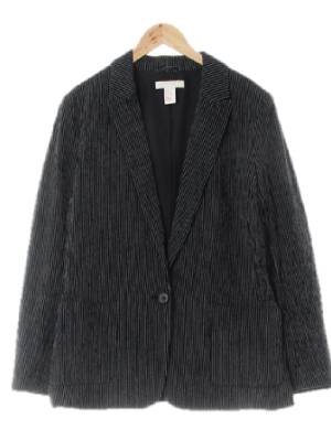 h&m 블랙 스트라이프 면혼방 원버튼블레이저