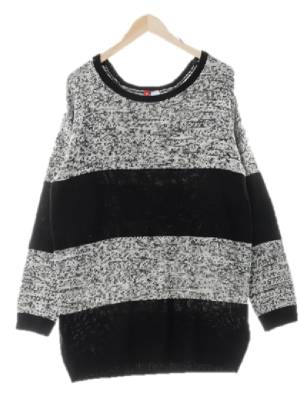 h&m 블랙 스트라이프 보카시시보리스웨터