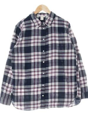 h&m 네이비 체크 플란넬 웜긴팔셔츠