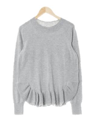 h&m 멜란지그레이 울혼방 하단러플니트