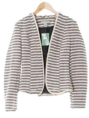 h&m 블랙아이보리 스트라이프 면혼방 수술오픈형숏자켓