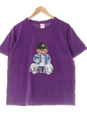 printstar 퍼플 프린팅 면 스탠다드핏반팔티