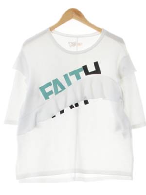 나이스클랍 화이트 프린팅 면혼방 프릴배색라운드7부티