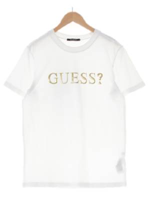 Guess 화이트 면 골드빅로고반팔티