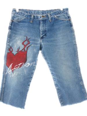 wrangler 중청 데님 하트페인팅7부진