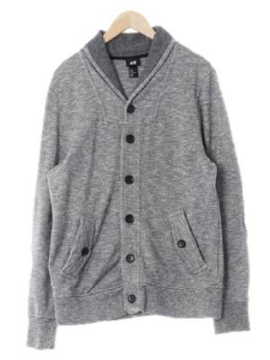 h&m 멜란지그레이 면혼방 숄카라버튼가디건