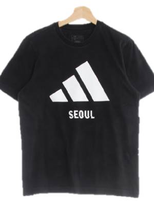 아디다스 블랙 면 서울빅로고슬림핏라운드반팔티