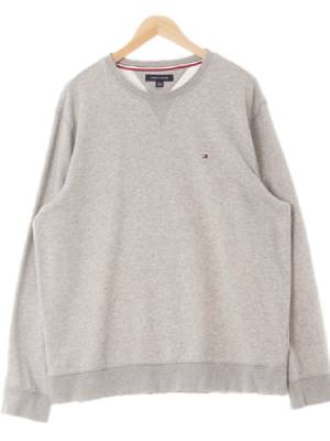 타미힐피거 멜란지그레이 면혼방 로고라이트루즈맨투맨