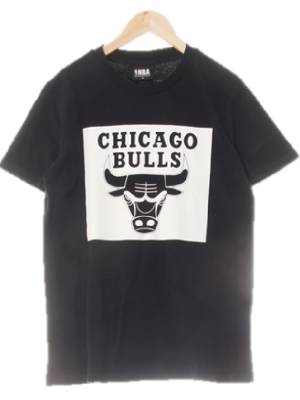 NBA 블랙 프린팅 면 시카고불스라운드반팔티