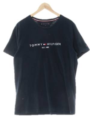 타미힐피거 네이비 면 센터자수로고반팔티