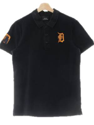 MLB 블랙 면 자수로고반팔카라티