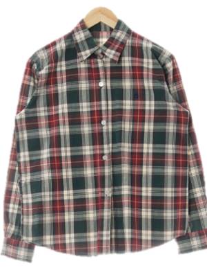 레드그린 체크 면혼방 긴소매셔츠
