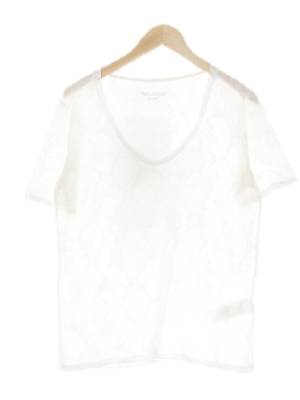 zadig&voltaire 화이트 뱀피무늬 면혼방 크루넥시스루반팔티